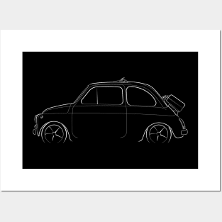 Fiat 500 - profile stencil, white Posters and Art